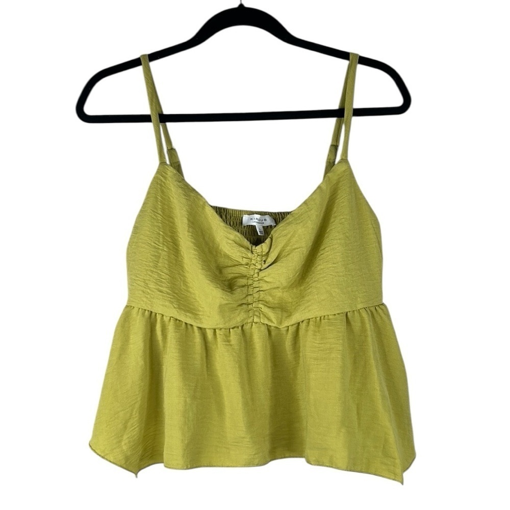 Kirious Los Angeles Boho Light Green Spaghetti Strap Flowy Summer Top Size Large